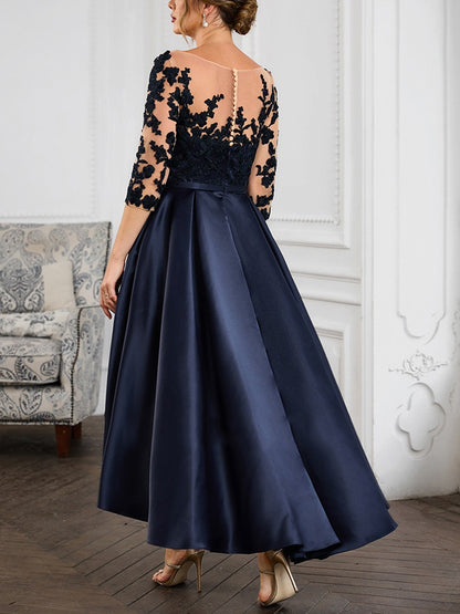 Round Neck Lace Mesh Maxi Dress