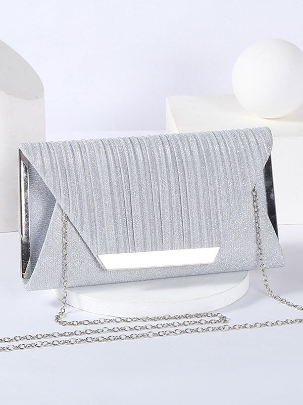 Simple Pleated Sequined Evening Bag