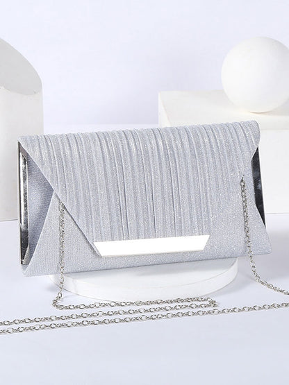 Simple Pleated Sequined Evening Bag