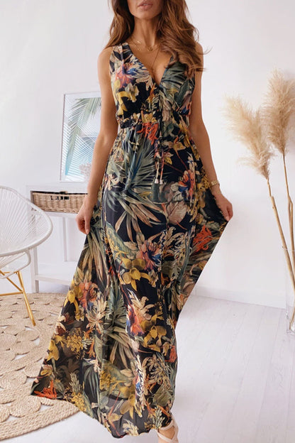 loveedsTM-Fashion Sweet Print V Neck A Line Dresses