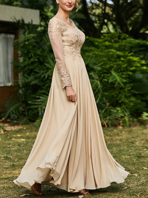 V-neck Lace Solid Color Maxi Dress