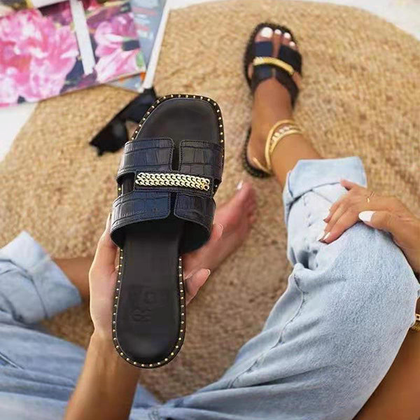 Women'S Fashion Rivet Chic Chain Slippers