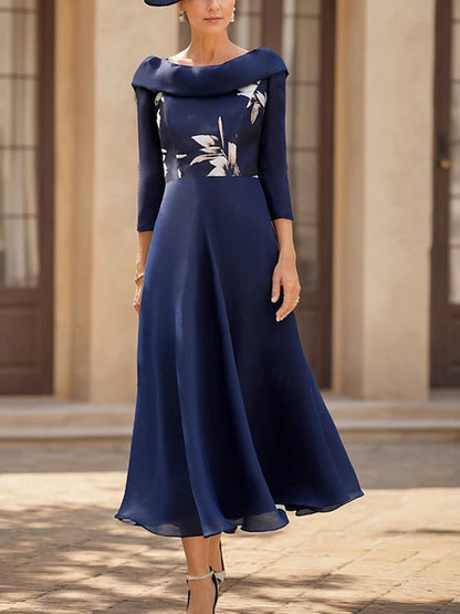 Crew Neck Print Midi Dress