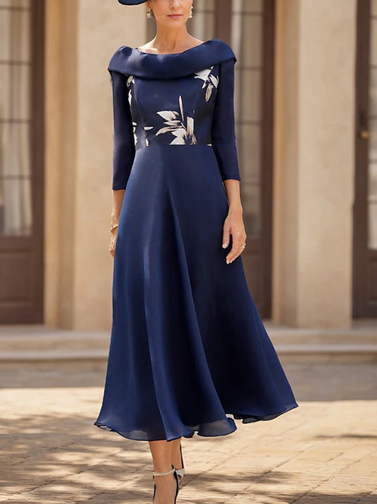 Crew Neck Print Midi Dress