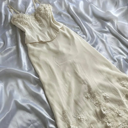 Ivory Luxury Gorgeous Fashion Exquisite flowers Beading Long Chiffon Elegant Ball Gown Evening Dress Party Dress gh3287