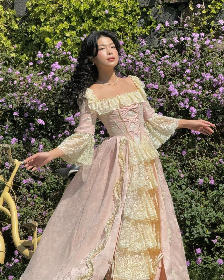 Pink Retro Sweet Fashion Exquisite Lace Square Neck Long Prom Dress Evening Dress Garden Party Dress  gh3785