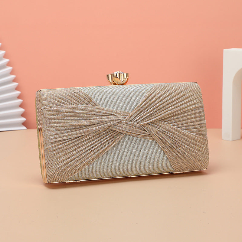 Solid Pleated Clutch Box Evening Ladies Bag
