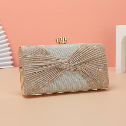 Solid Pleated Clutch Box Evening Ladies Bag