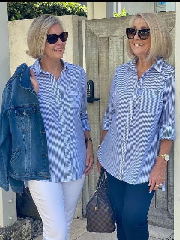 Casual Daily Striped Temperament Casual Ladies Shirt