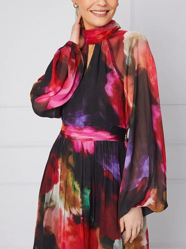 Floral Tie Back Midi Dress