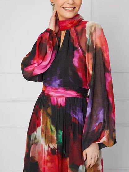 Floral Tie Back Midi Dress