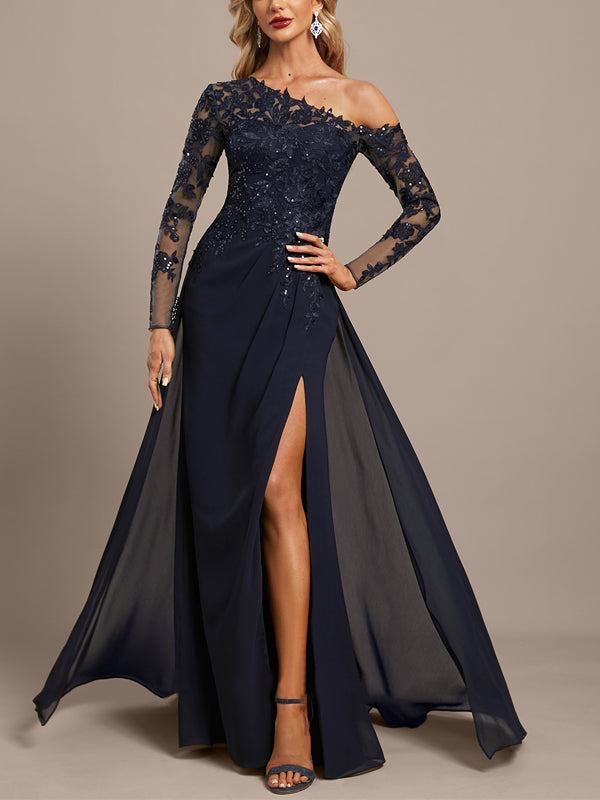 Off-Shoulder Lace Solid Color Maxi Dress