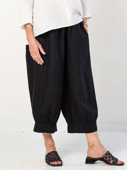 Solid Color Comfortable Cotton and Linen Women's Pants