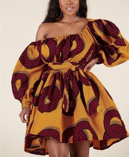 loveedsTM - African Dresses Women Sexy Shoulder Off Mini Dress Dashiki Tribal Print Africa Dress Women African Clothes Robe Africaine Femme