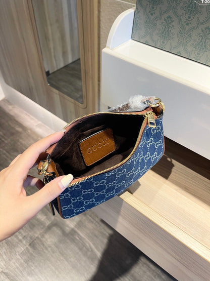 Gucci Women Ophidia GG Mini Bag Jacquard Denim