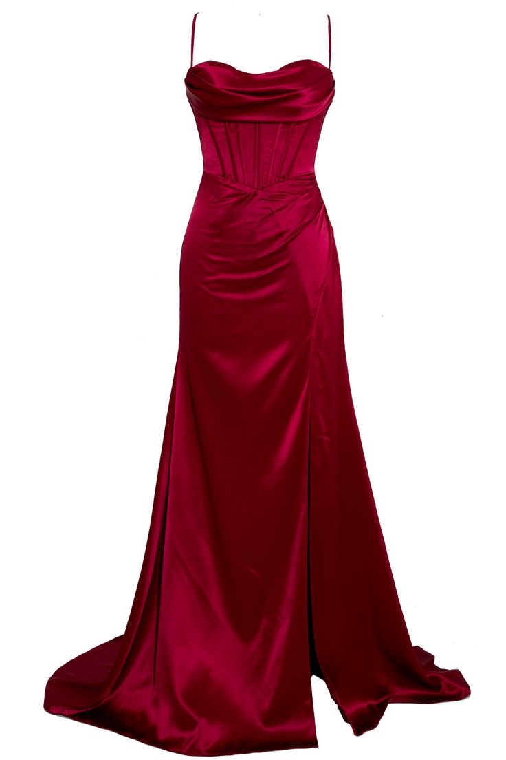 Mermaid Spaghetti Straps Floor Length Prom Dress With Slit 21st Birthday Outfit P1377
