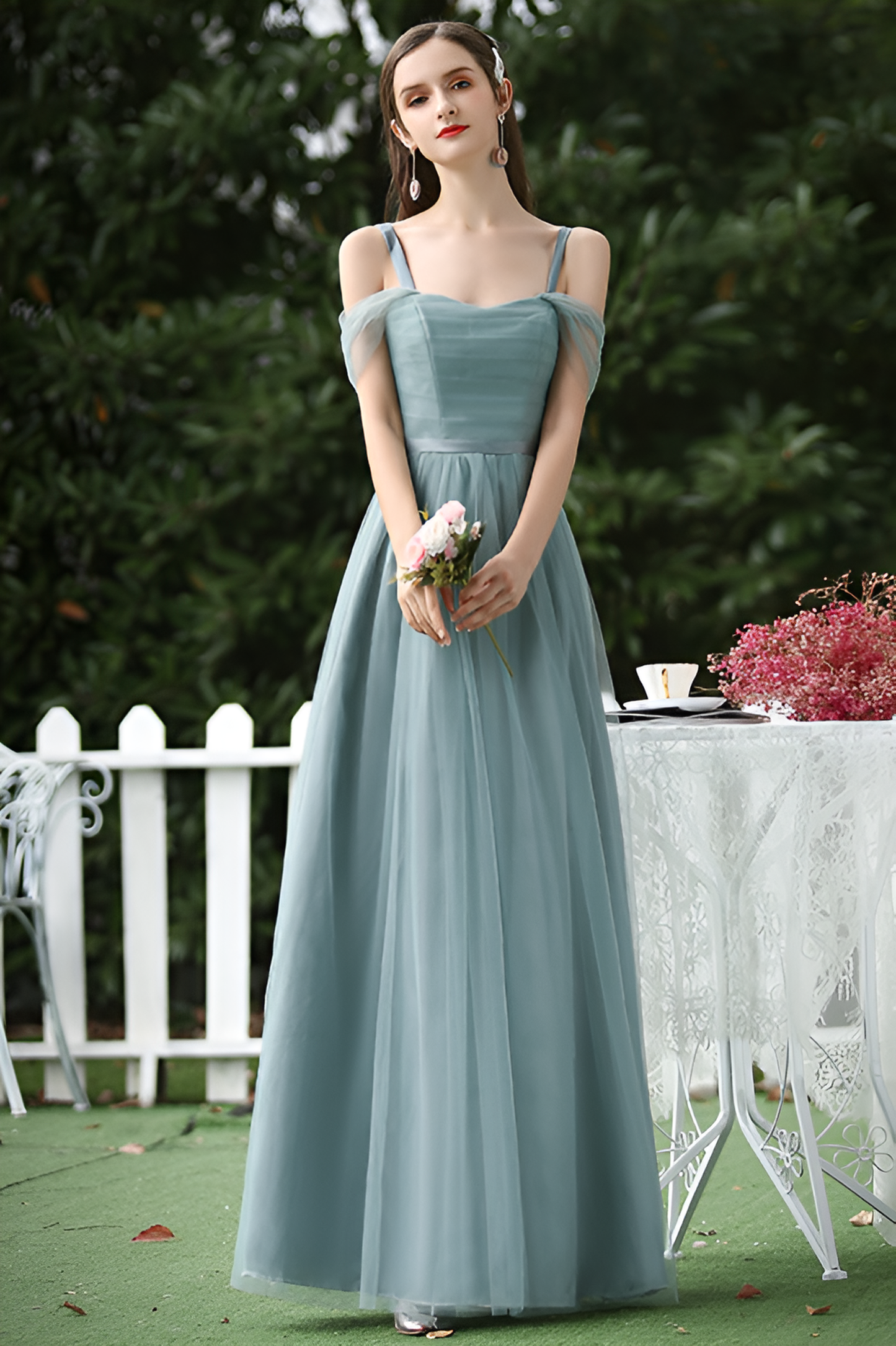 loveedsTM-Flattering Mesh Bridesmaid Dress