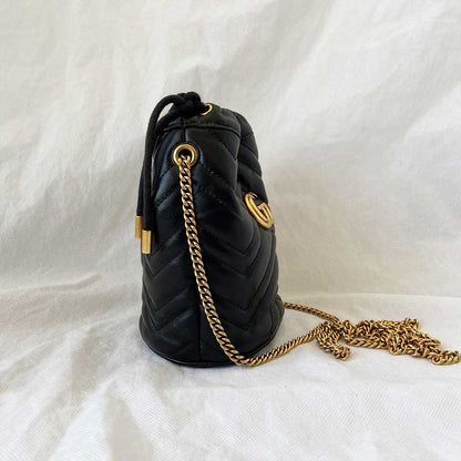 Gucci GG Marmont mini bucket black bag