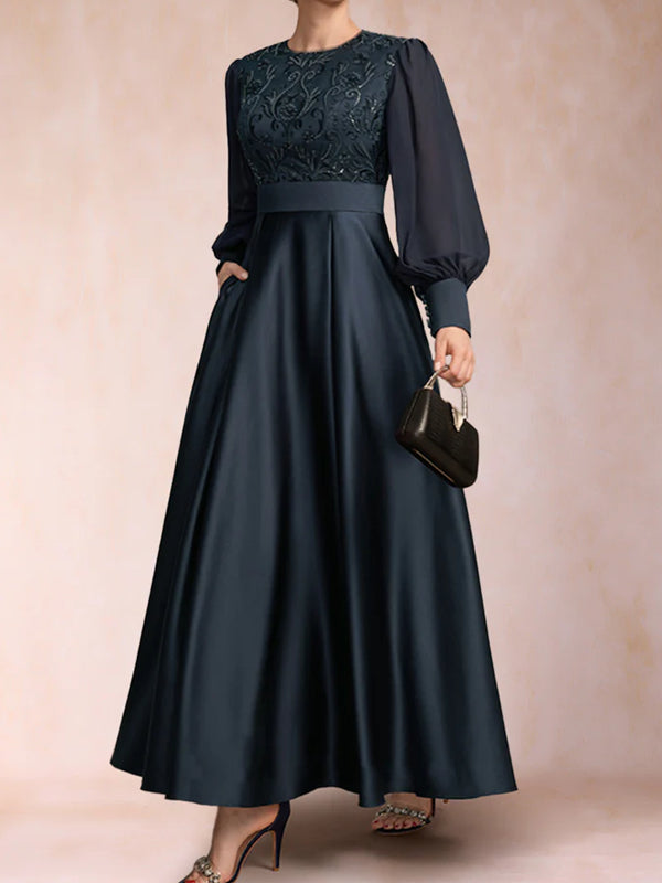 A-Line/Princess Scoop Long Sleeves Mother of the Bride Dresses with Applique