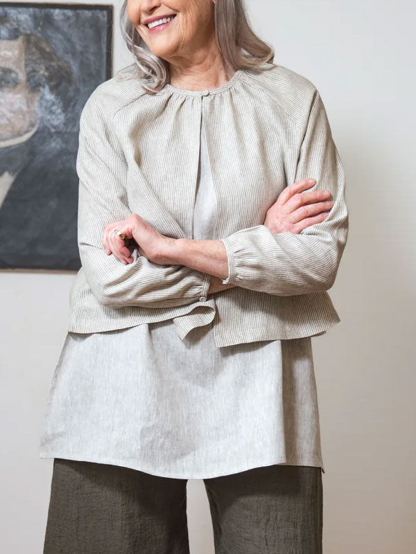 Small Cardigan Cropped Linen Jacket