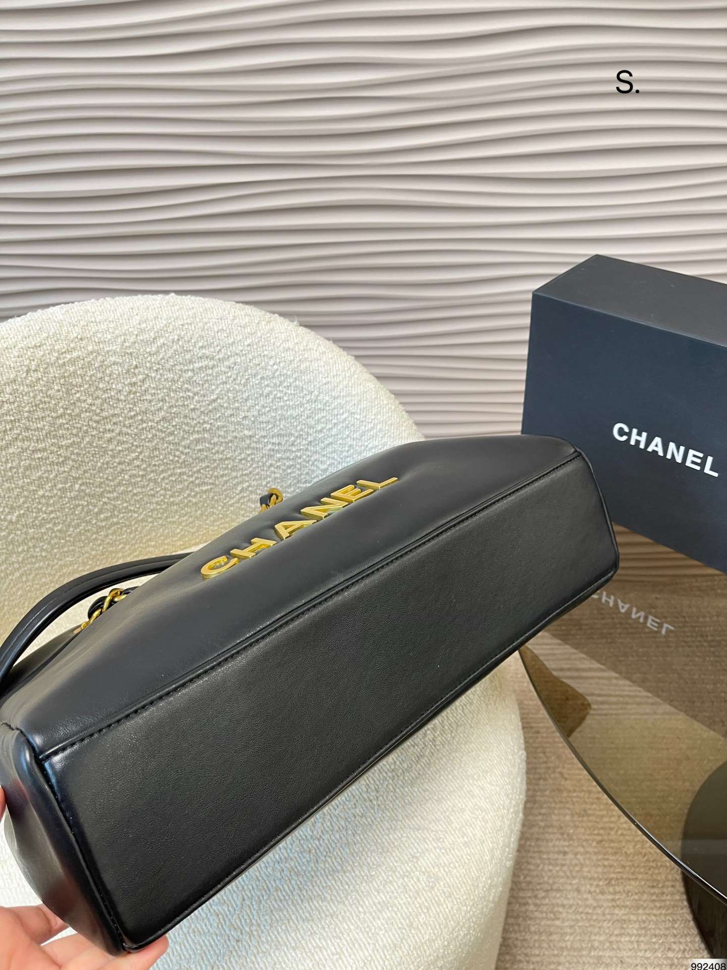 Chanel 22 Small Handbag Black Gold