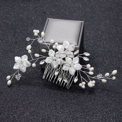 White Crystal Evening Plate Hair Comb