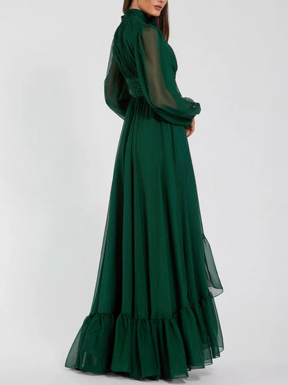 Chiffon Waist Elegant Mesh Women's Dress