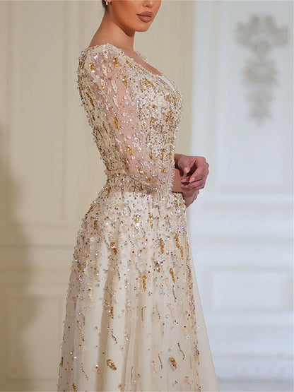 Women's Sequin Mesh Prom Maxi Dress