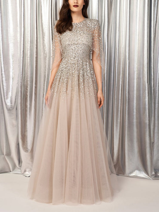 Round Neck Sequined Maxi Dress