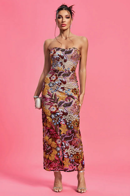 loveedsTM-Strapless sequined dress-vx