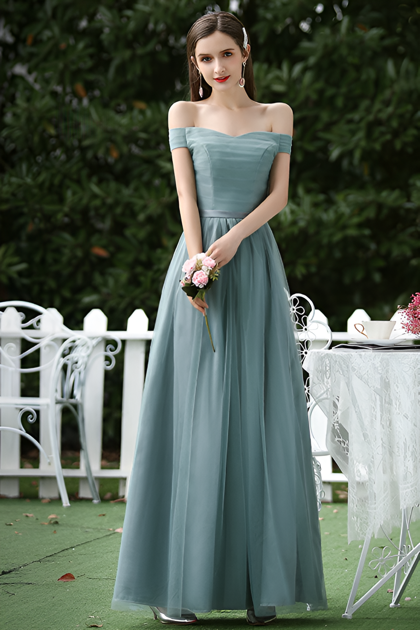 loveedsTM-Flattering Mesh Bridesmaid Dress