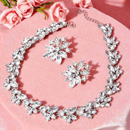 Zirconia personalised luxury high-end evening necklace and earrings set