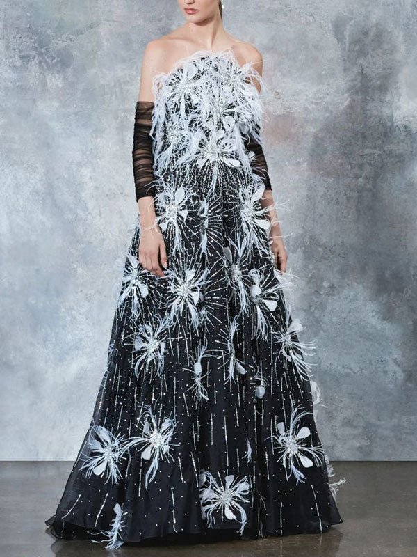 Feather Pendant Temperament Women's Dress