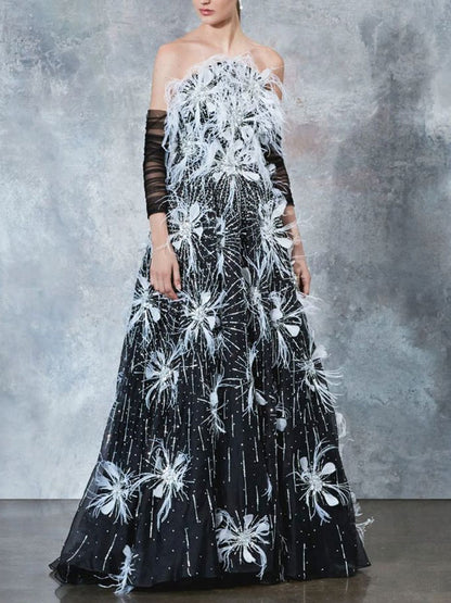 Feather Pendant Temperament Women's Dress