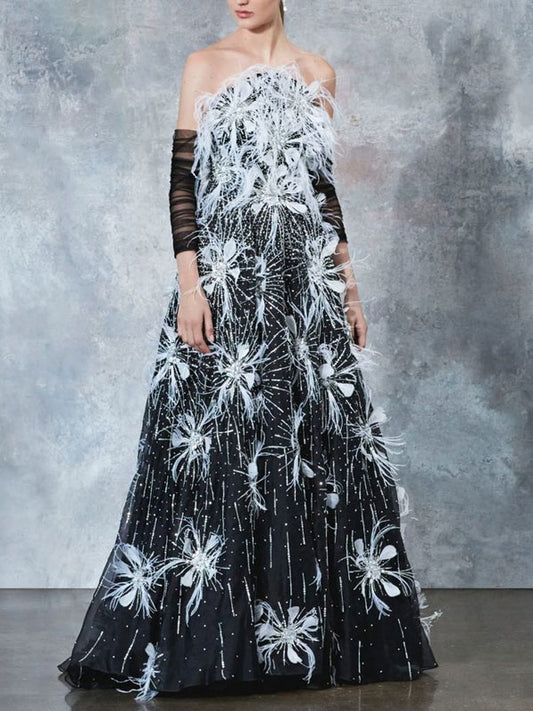 Feather Pendant Temperament Women's Dress