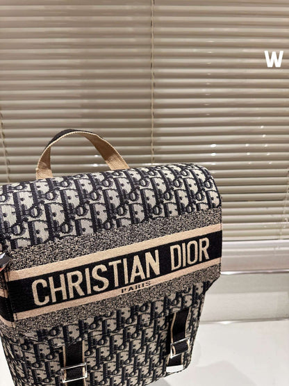 BALO Dior Backpack Blue Dior Oblique Embroidery