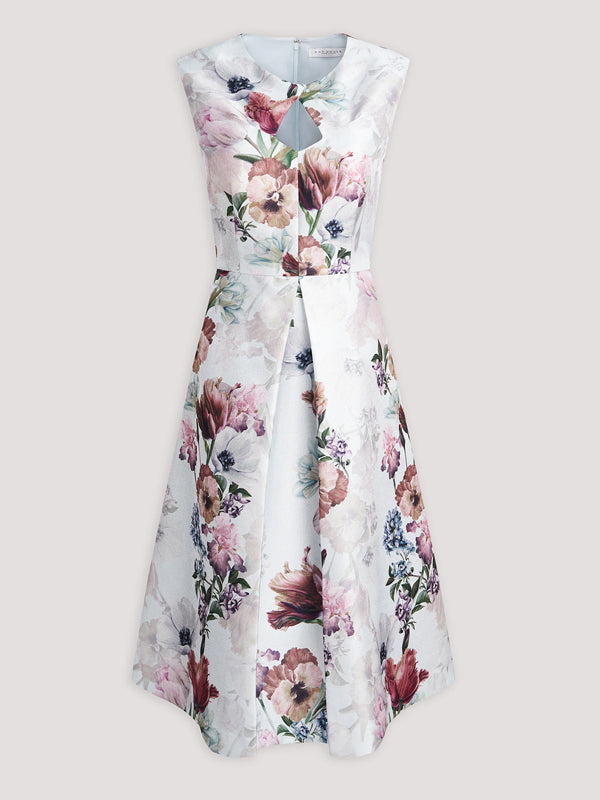 Crew Neck Sleeveless Printed Midi Dress