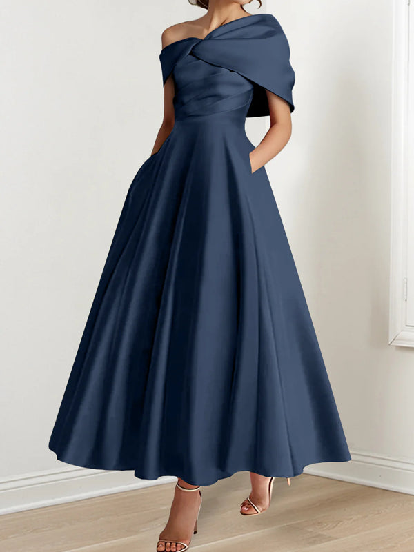A-Line/Princess Ankle-Length Sleeveless Off-the-shoulder Mother of the Bride Dresses
