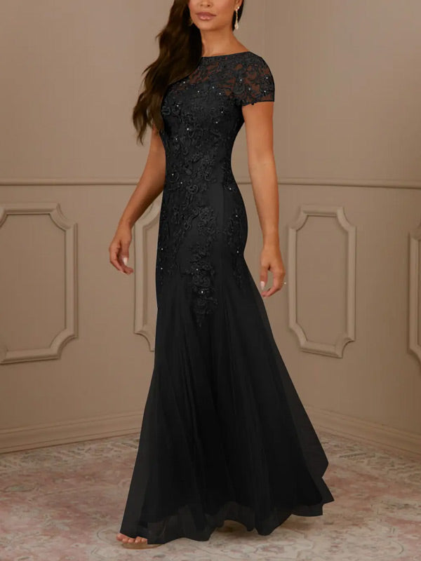 Mermaid Scoop Sequins Tulle Dress