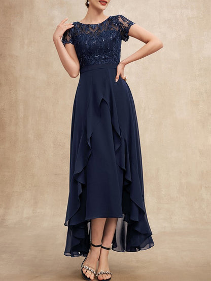 Elegant Lace Chiffon Maxi Dress