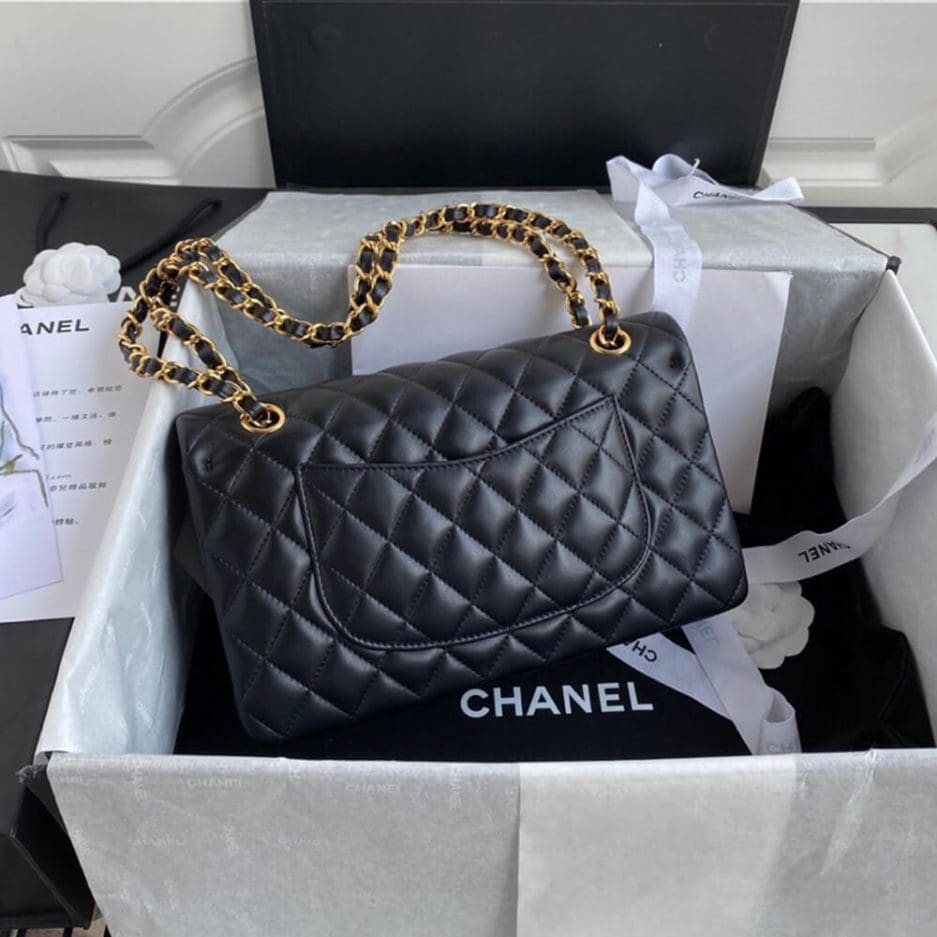 CHANEL CLASSIC HANDBAG Lambskin & Gold Metal