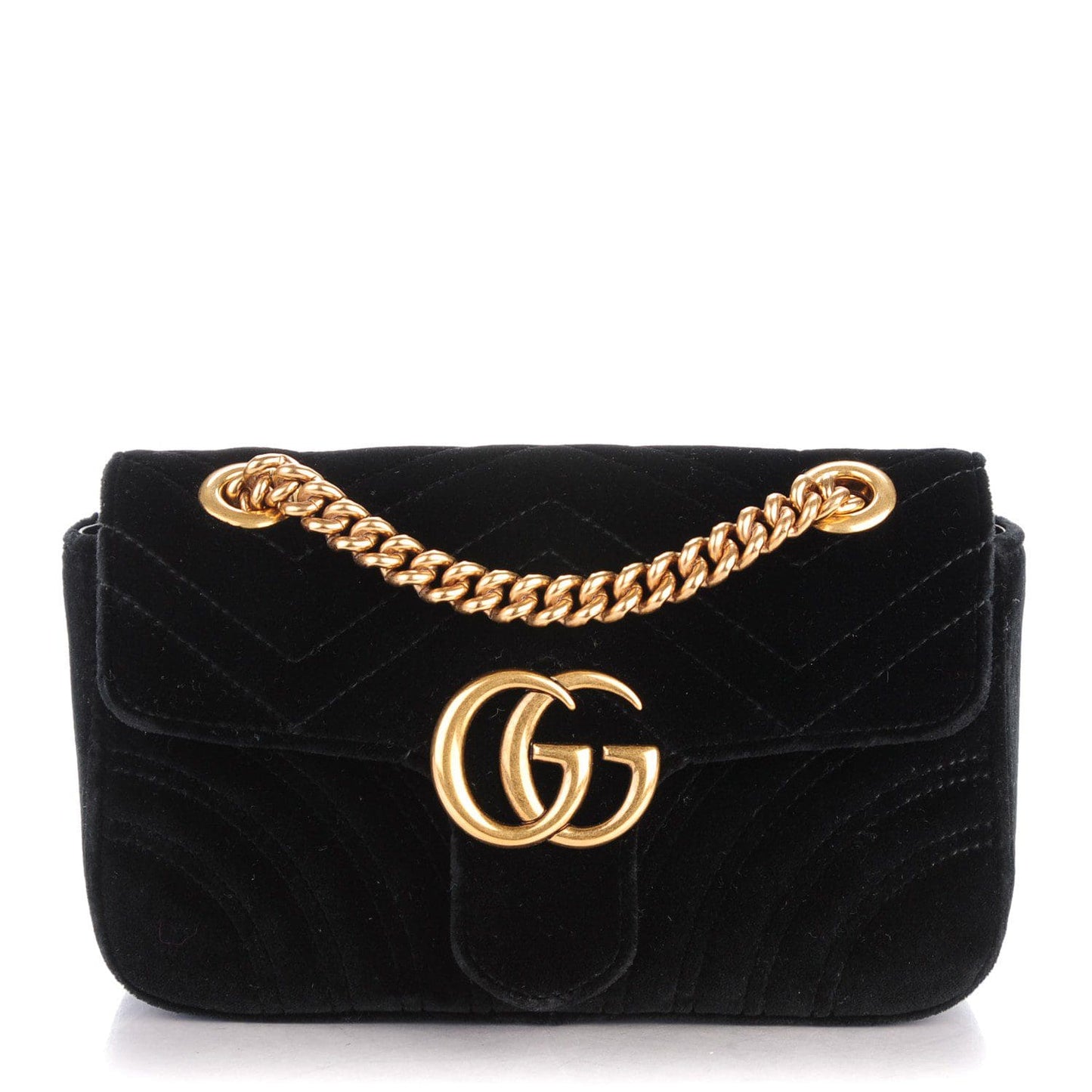 GUCCI Matelasse Velvet GG Marmont Mini Shoulder Bag (SHF-22601)