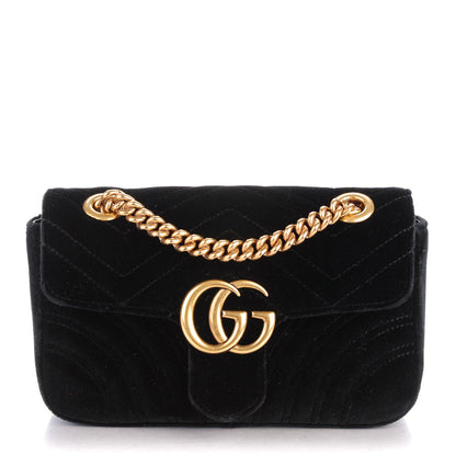 GUCCI Matelasse Velvet GG Marmont Mini Shoulder Bag (SHF-22601)