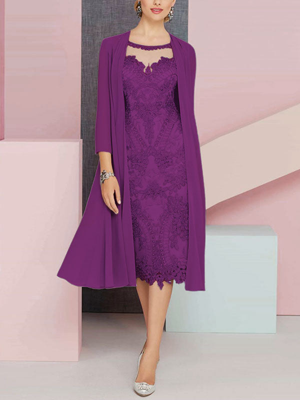 Short Lace Dress With Matching Chiffon Coat
