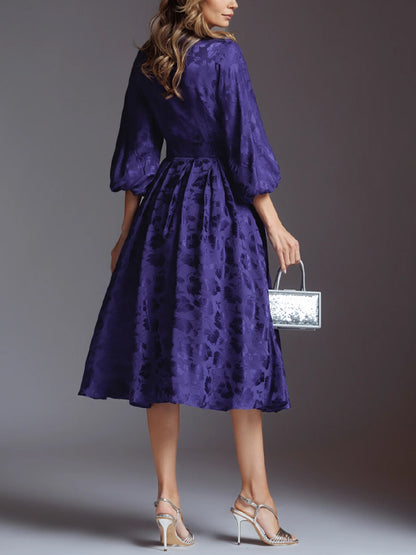 Lace-Up Print Midi Dress