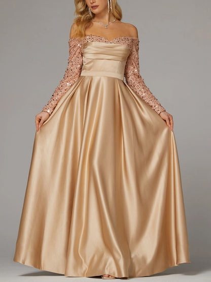 Tube Top Solid Color Sequins Maxi Dress