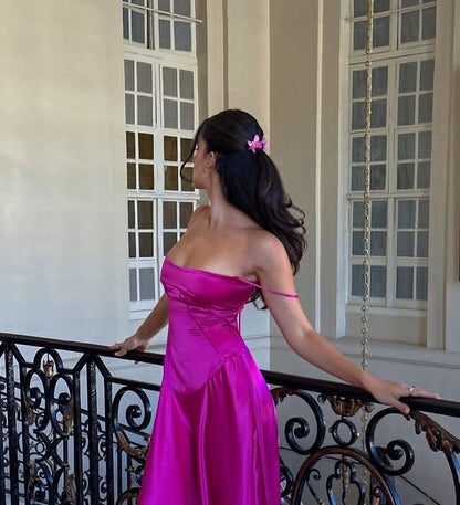 Pink Purple Sexy A-Line Spaghetti Strap Maxi Party Ball Gown Evening Dress gh3021