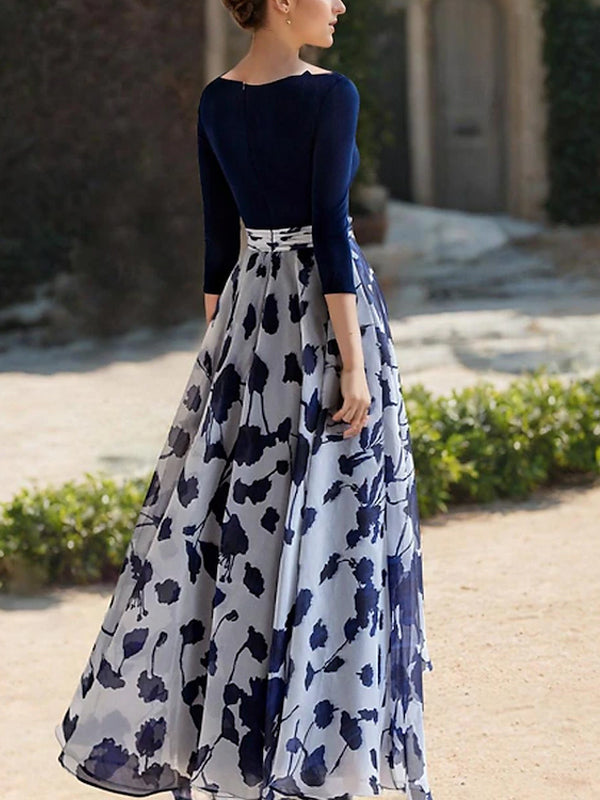 V-neck Print Midi Dress