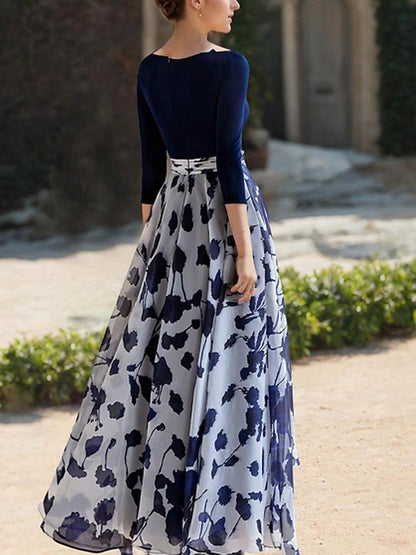 V-neck Print Midi Dress