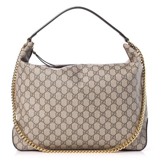 Gucci  GG Supreme Monogram Large Linea A Hobo Light Brown